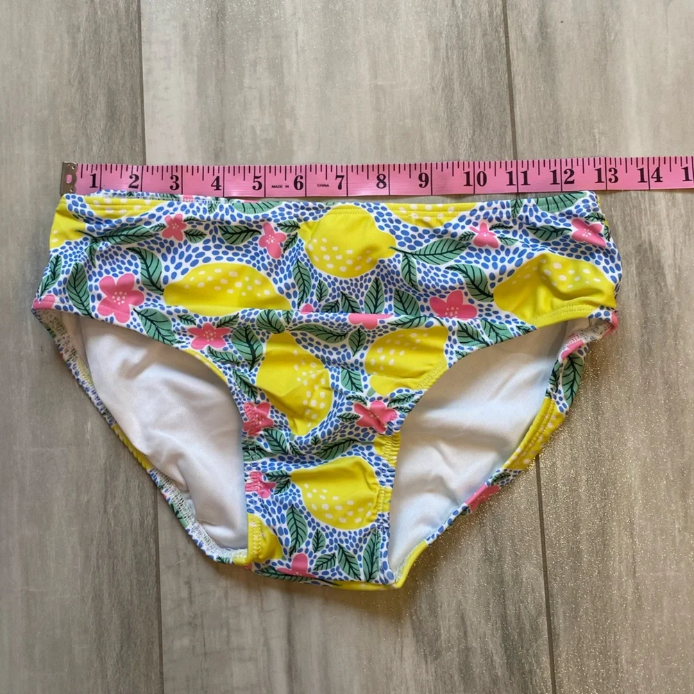 NWT Sugar Bee Colorful Lemon Floral Print Flutter 2-Piece Bikini, women’s S